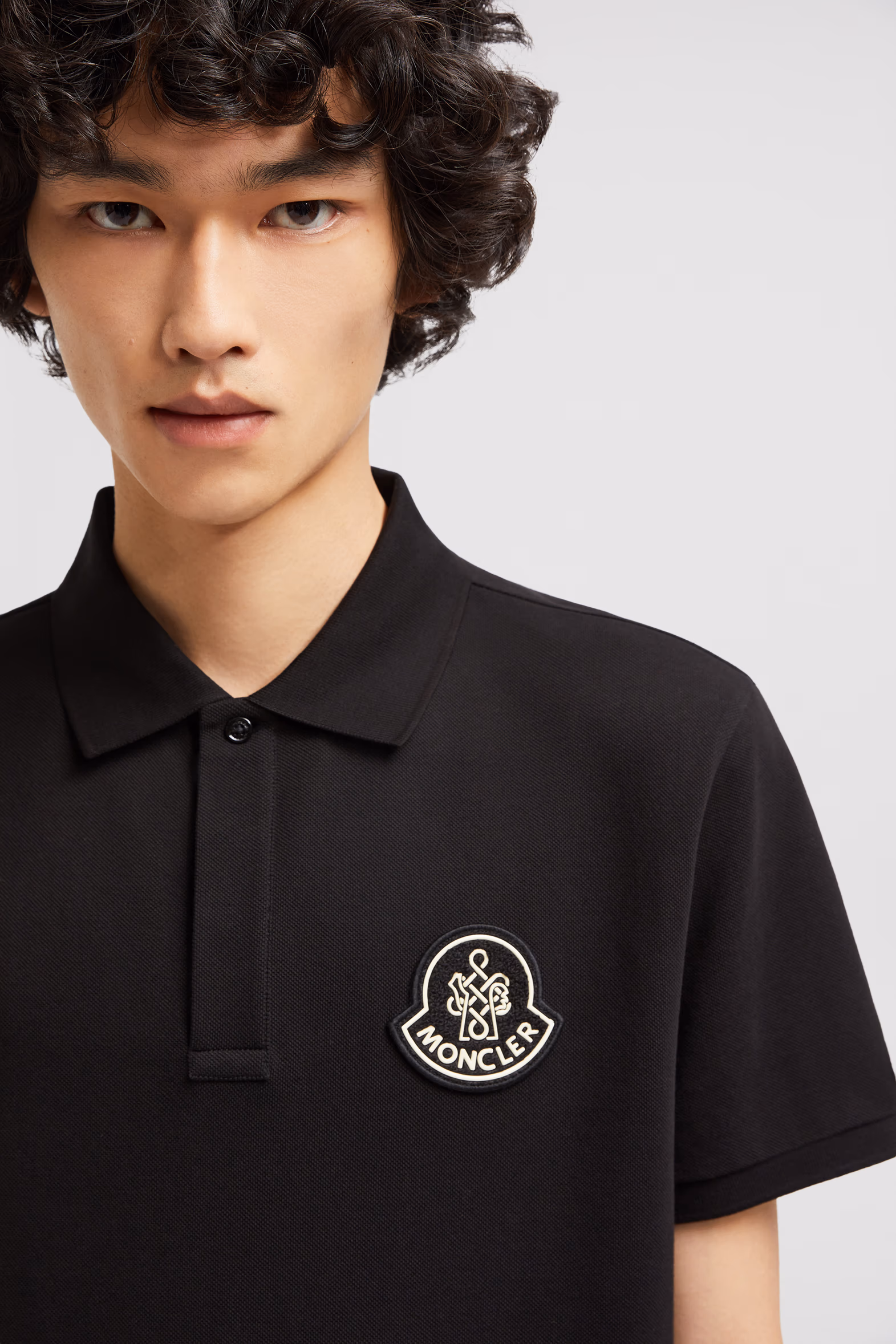 Year of the Snake Patch Cotton Piquet Polo Shirt Men Black Moncler 4
